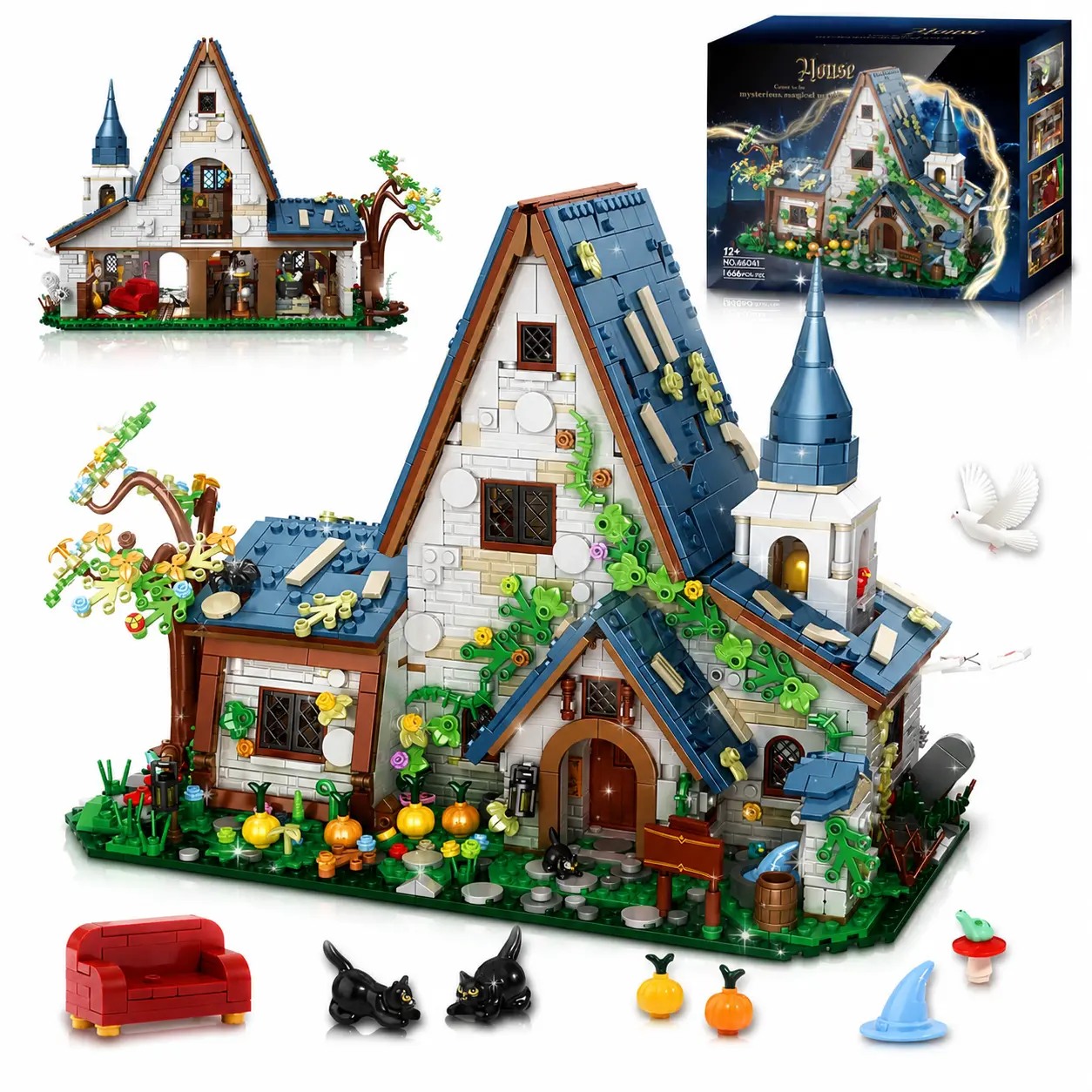 TOKMOC 2666 Pieces Magic Stone House Building Block Set, with Bedroom,Living room, Exquisite Collectible Ornament for Home Decor, For aged 12 and above,Stress relief toy,66041