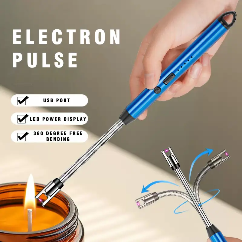 Electron Pulse 360° Free Bending USB Port LED Display Sturdy Durable Lighter for Kitchen Use & Special Gifts Eco Friendly Self Igniter - Utensils