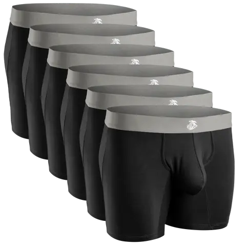 Modal 7in Boxer Briefs No Fly 6pk Black Soft Breathable Medium Menswear Fabric Cotton Overall Day Basketball Personalized Short Spandex Regular Fit Underwear