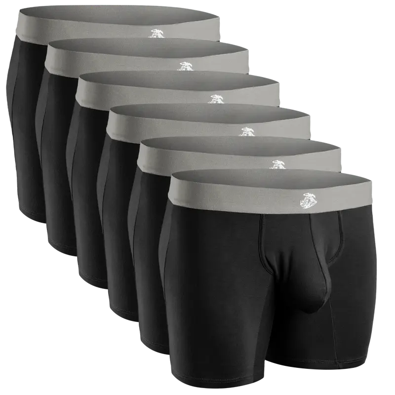 Modal 7in Boxer Briefs No Fly 6pk Black Soft Breathable Medium Menswear Fabric Cotton Overall Day Basketball Personalized Short Spandex Regular Fit Underwear