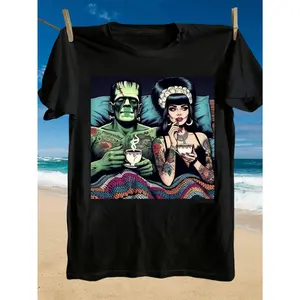 Bride of Frankenstein men's vintage T-shirt short-sleeved T-shirt casual and comfortable
