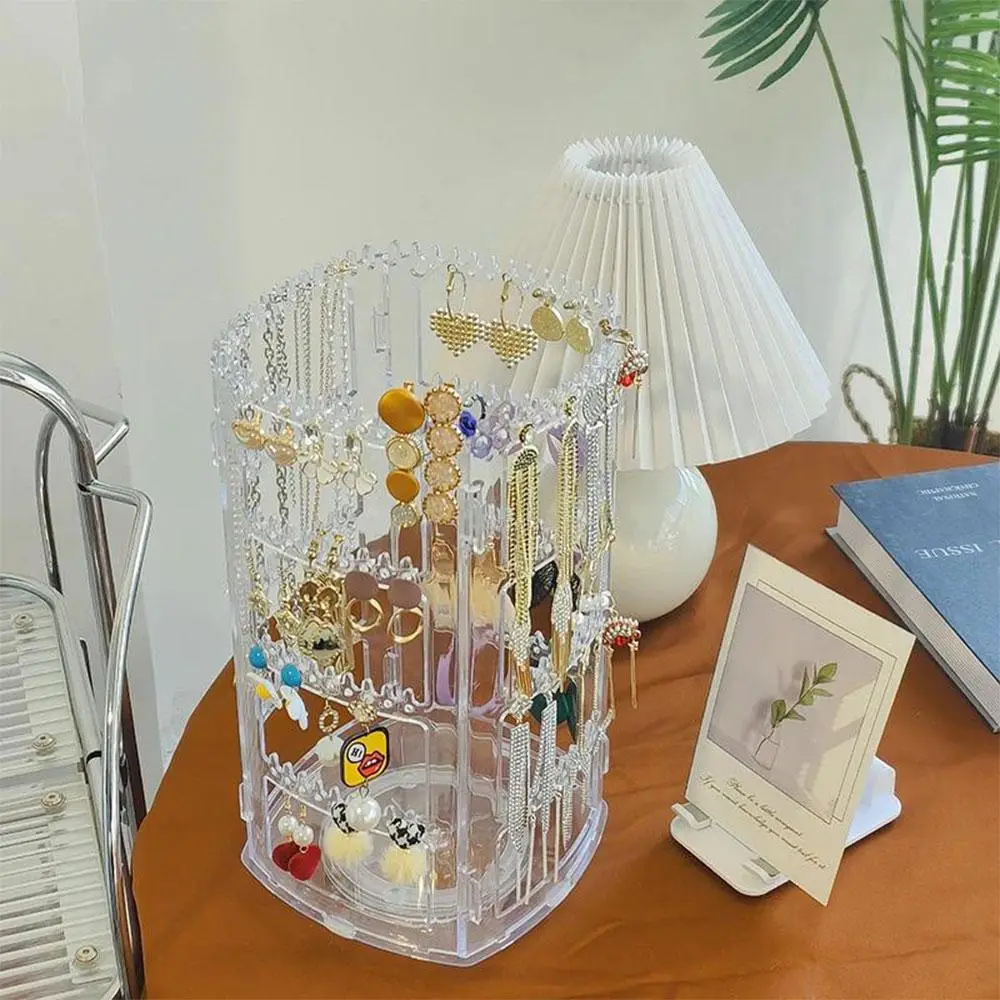 4-layer Jewelry Storage Rack, Summer Stuff Clear Rotatable Jewelry Display Stand, Beauty Organizer, Jewelry Organizer for Earrings, Ear Studs & Neckla