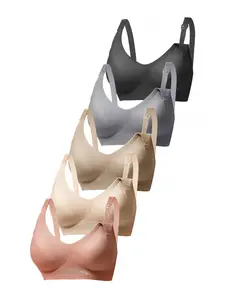 5-Piece Seamless Nursing Bra Set, Ultra-Soft Pregnancy, Postpartum & Breastfeeding Support, No Steel Cup, All Seasons, Elegant Style