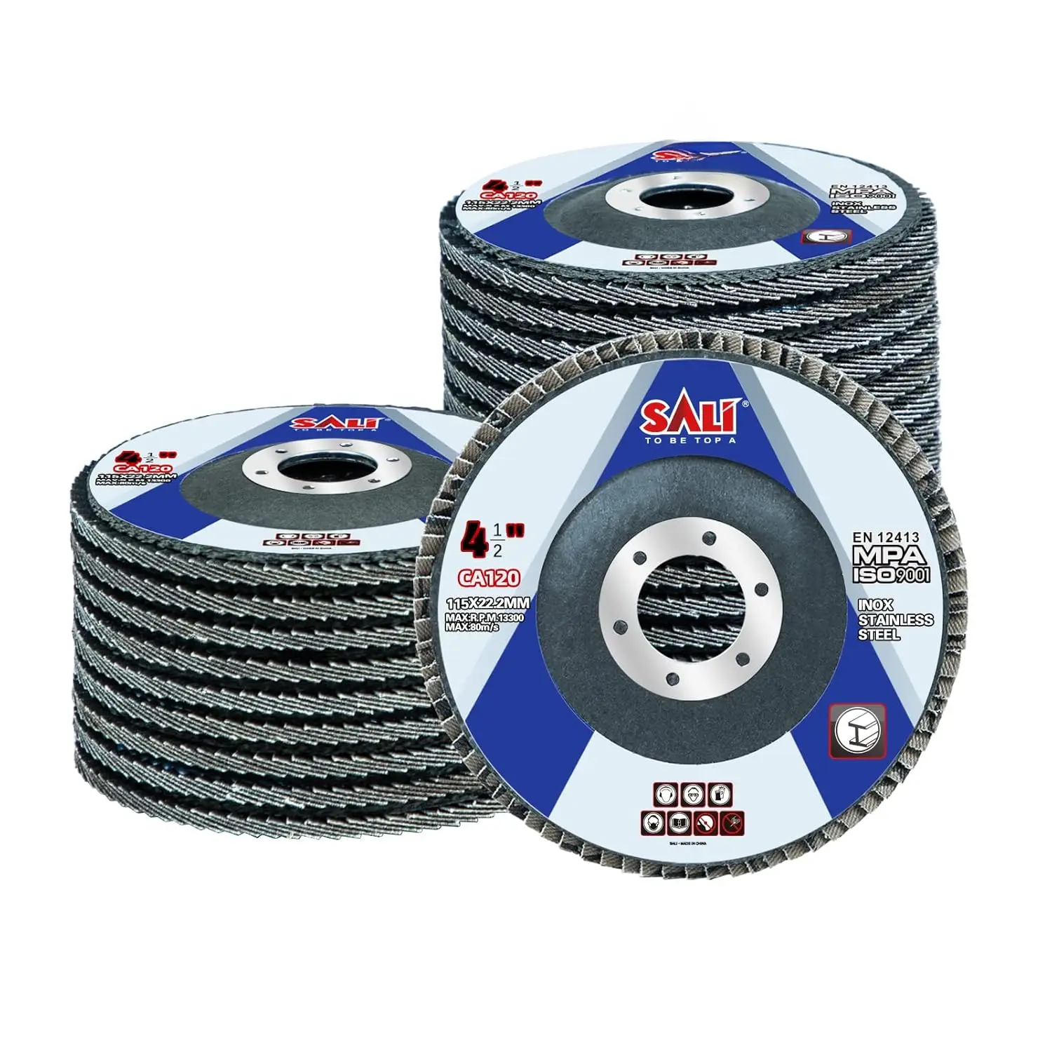 24 Pack Flap Disc 120 Grit 4.5" x 7/8-Inch Sanding Disc Bevel Type #29 Premium and Industrial Grade Angle  Grinding Wheel High Performance Edge Grinding