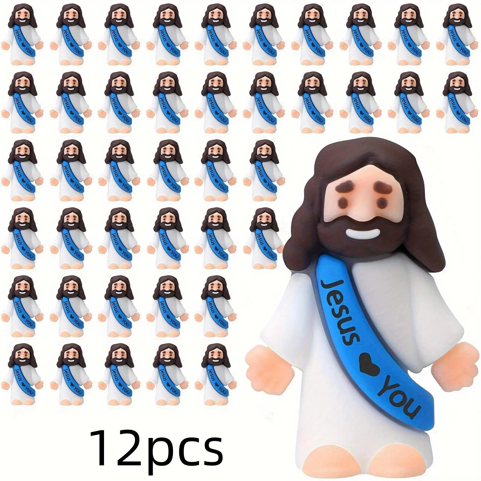 Jesus Figurines Set, 12pcs Miniature Jesus Christ Miniatures for Baptism, Hide and Seek, Religious Events, Religious Decoration, Decor, Religious Home Decor, Spiritual Decor