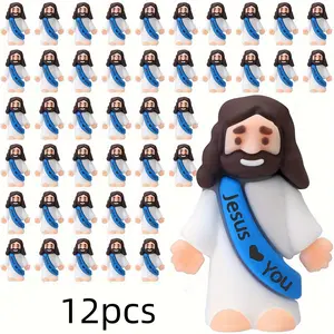 Jesus Figurines Set, 12pcs Miniature Jesus Christ Miniatures for Baptism, Hide and Seek, Religious Events, Religious Decoration, Decor