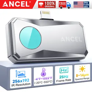 ANCEL IR101 Thermal Camera for Android/IOS 256x192 IR Resolution 25Hz Frame Rate Infrared Camera for Home Pets Electrical Industrial PCB Inspection Portable Thermometer Clamps Tool Box