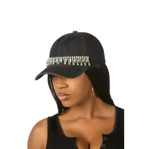 Alishaa Black Rhinestone Trucker Hat