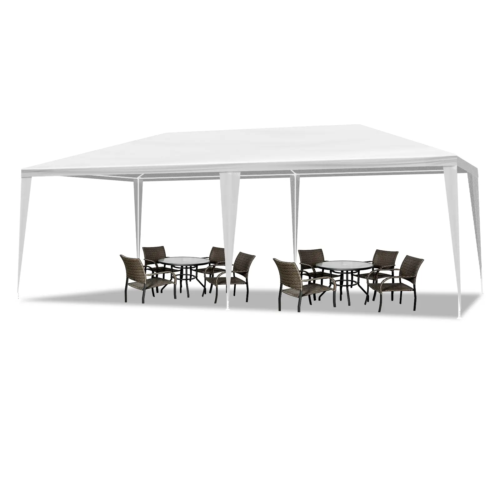 10×20ft White Waterproof PE Outdoor Canopy Tent with Threaded Steel Frame, Ideal for Weddings, Backyard Events