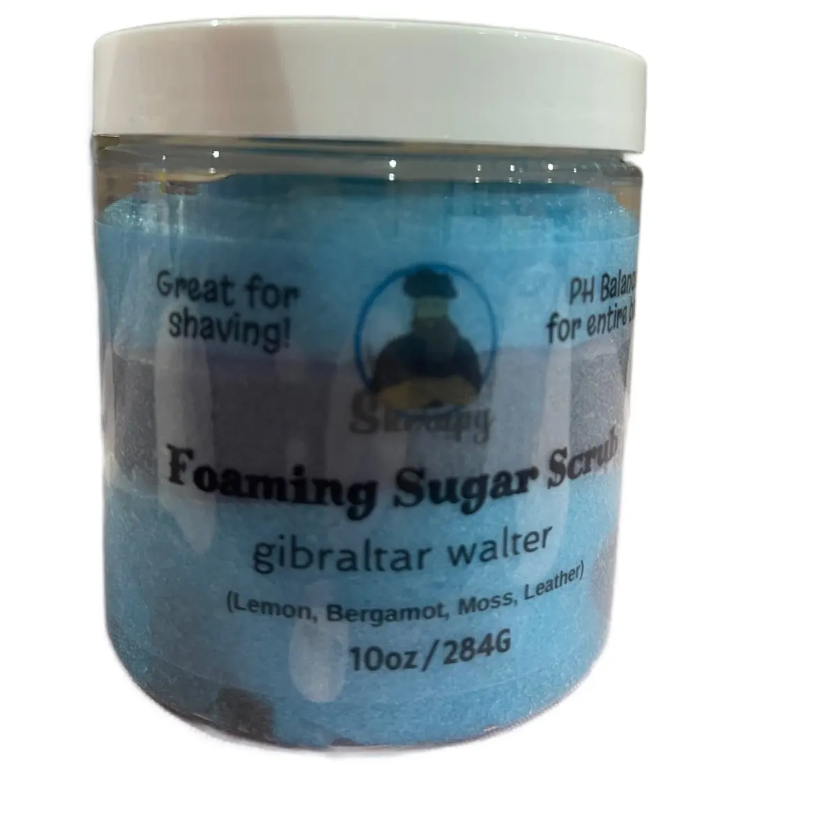 Foaming Sugar Scrub for Men or Unisex Shaving Exfoliating Lemon Moss Leather Bergamot Moisturizing Sensitive Skin Body Care