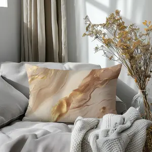Champagne Marble Pattern Pillow Cover, 19.71x11.81in Single Side Print, Simple Home Decor for Living Room Bedroom, No Insert Included