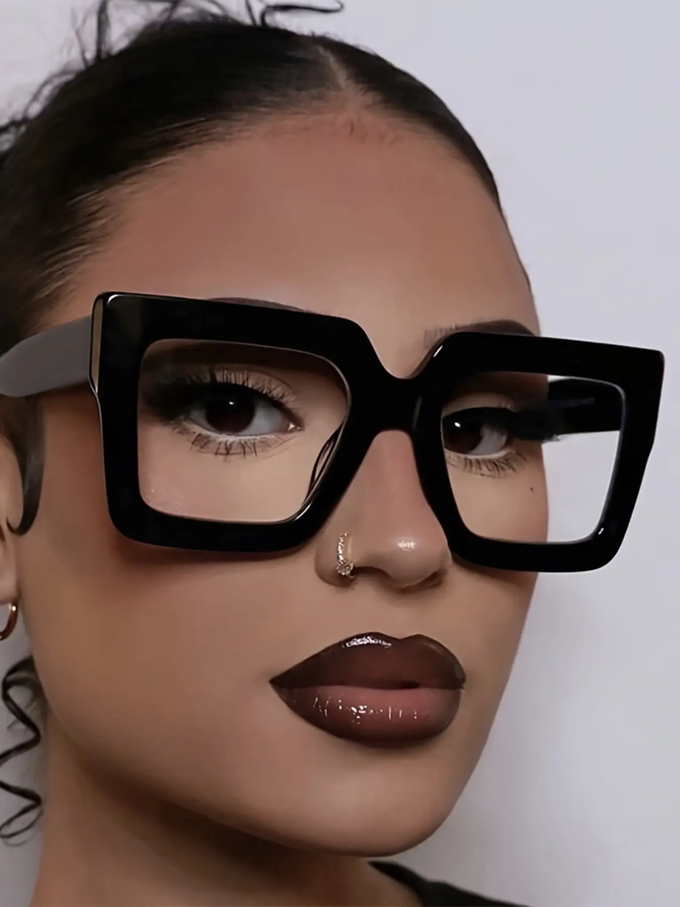 Women's Geometric Transparent Plastic Glasses, High Quality Eyeglasses, Windproof Legs, Modern Minimalist Design, Back-To-School, Reading, Street Style