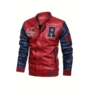 Men'S Casual Faux Leather Jacket, Men'S Motorcycle Faux Leather Jacket