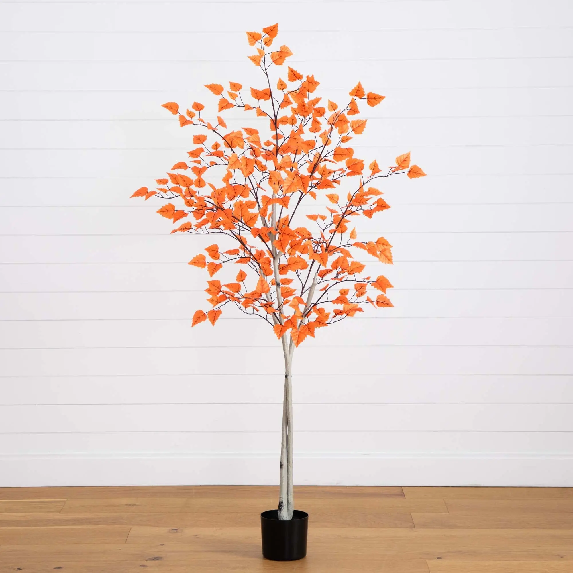 6' Lifelike Leaves Artificial Autumn Paper Birch Tree, Fall-Inspired Home Decor, Botanical Aesthetic Compact Plant for Nursery Supplies