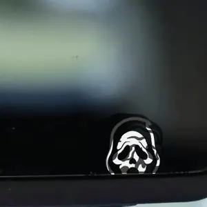 Ghostface Mirror Peeker Car Decal, 0.75 Inches in High-Quality White Vinyl