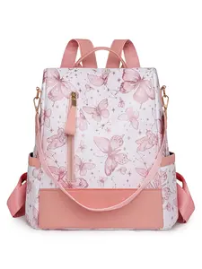 Women's Butterfly Print Backpack, Large Capacity Travel Bag with Tassel Design, Casual Fashion Shoulder Bag for Women