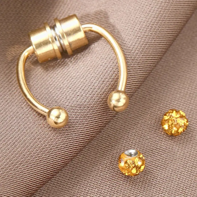 No Piercing Required Double Head Nose Ring, Fashionable Nose Ring for Women & Men, Body Jewelry for Party, Daily Clothing Decor, Trendy All-match & Exquisite Jewelry for Birthday Gift, Nose Rings Hoops