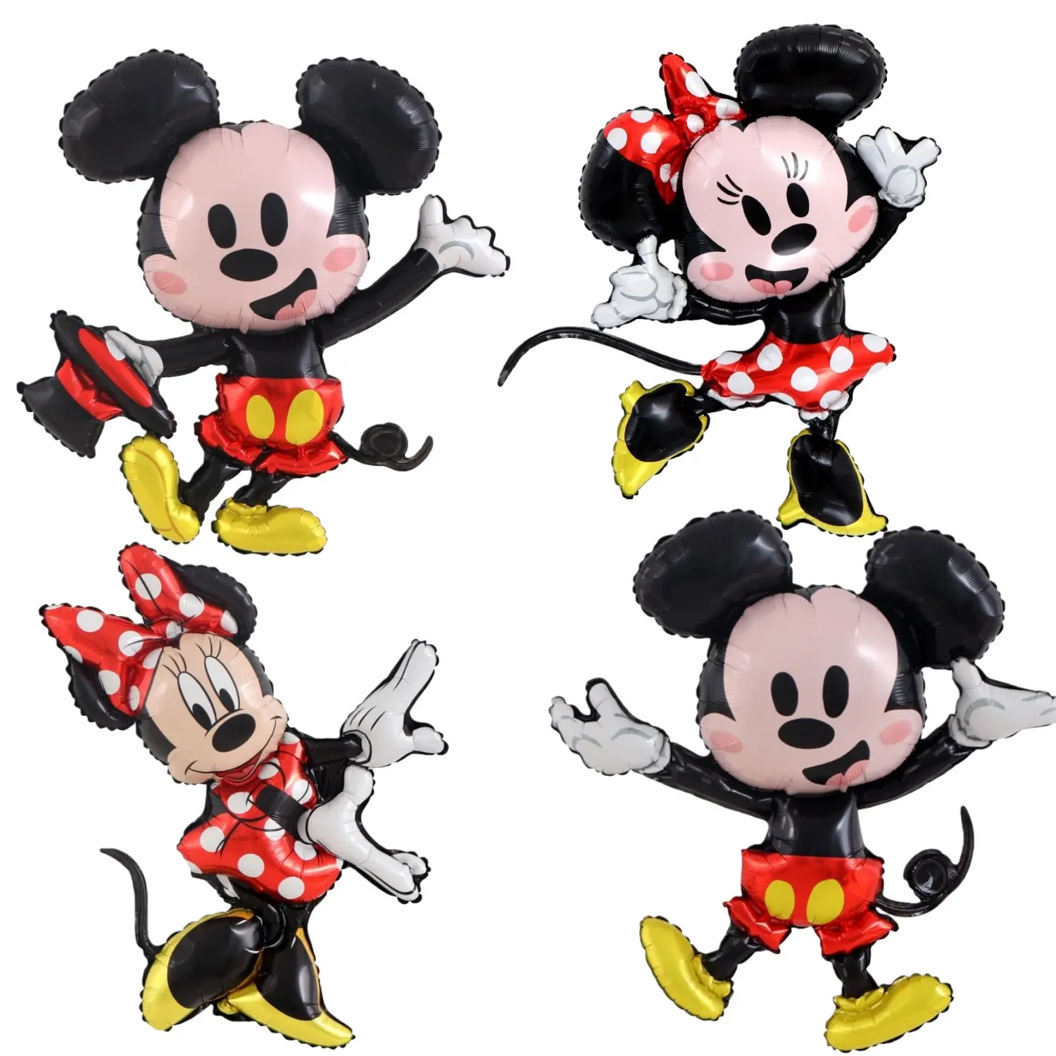 Disney Minnie Mouse & Mickey Mouse Decorative Balloons Set of Four Classic Characters for Kids Party Supplies Fun Festive Atmosphere