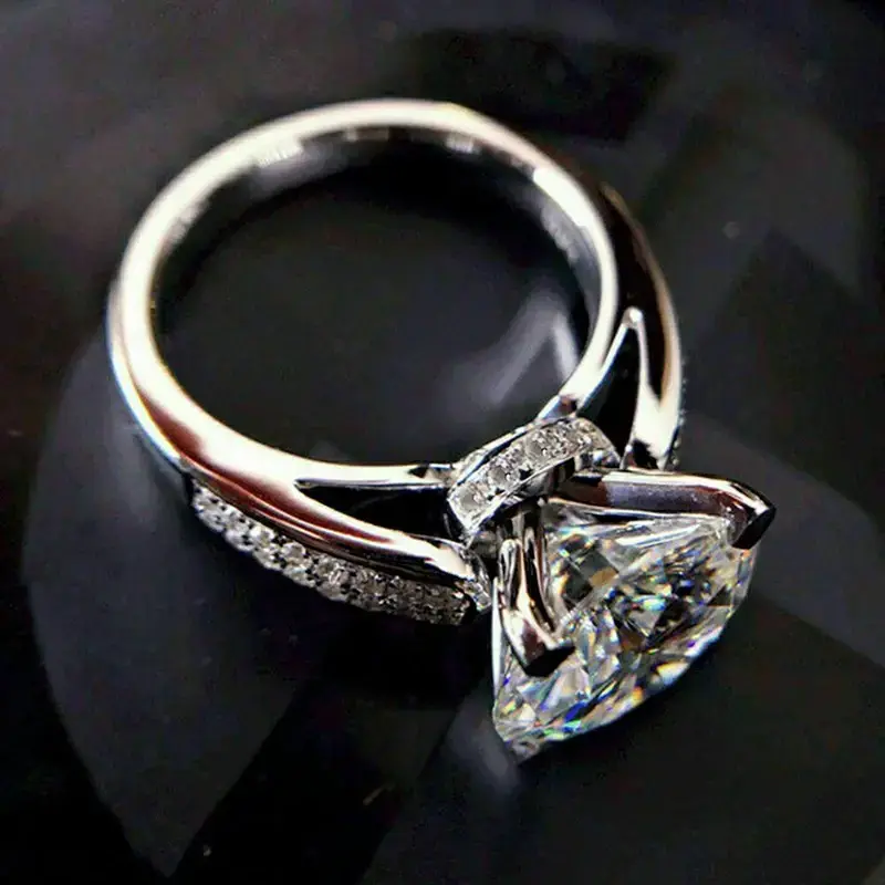 Jewelry - Huitan Classic Wedding Engagement Ring for Women Brilliant Cubic Zirconia Crystal Proposal Ring Anniversary Gift Jewelry