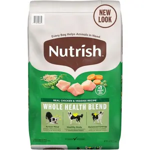 Dry Dog Food Real Chicken and Veggies Recipe Whole Health Blend Complete Adult Dog Nutrition Balanced Daily Meal 28 Lb Bag