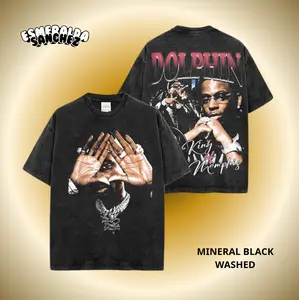 Streetwear Acid Wash Graphic Tee Young Dolphhh Highlighting Hip Hop Culture