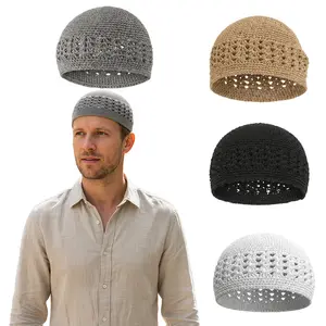 4PCS Hat For Men Muslim Knit Cap Crochet Beanie Skull Beanie African Hat For Men Women