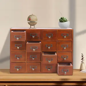 Vintage-Style 16-Compartment Drawer Storage Box Set (2 in Cardboard Boxes). Organize Small Items & Keep Space Tidy. Adds Retro Charm to Home