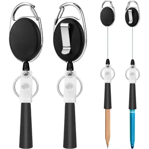 4 Pack Retractable Pen Pencil Holder with 31.5" Durable Dyneema Cord,Elastic  Retractable Pen Holder for ,Carpenters,Mechanics,Architects,Office Workers