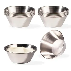 12 Pcs  stainless steel sauce cups, reusable metal sauce cups, commercial-grade condiment cups, single-serving cups, small round gravy bowls, suitable for home and restaurant use.