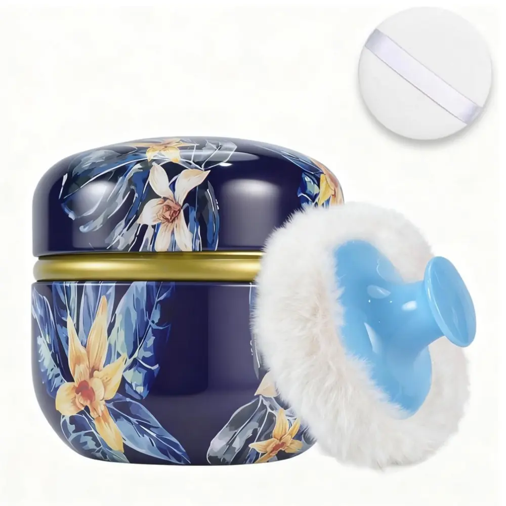 Powder Case with Powder Puff Portable Empty Body Powder Container Powder Container Dusting Powder Case for Travel