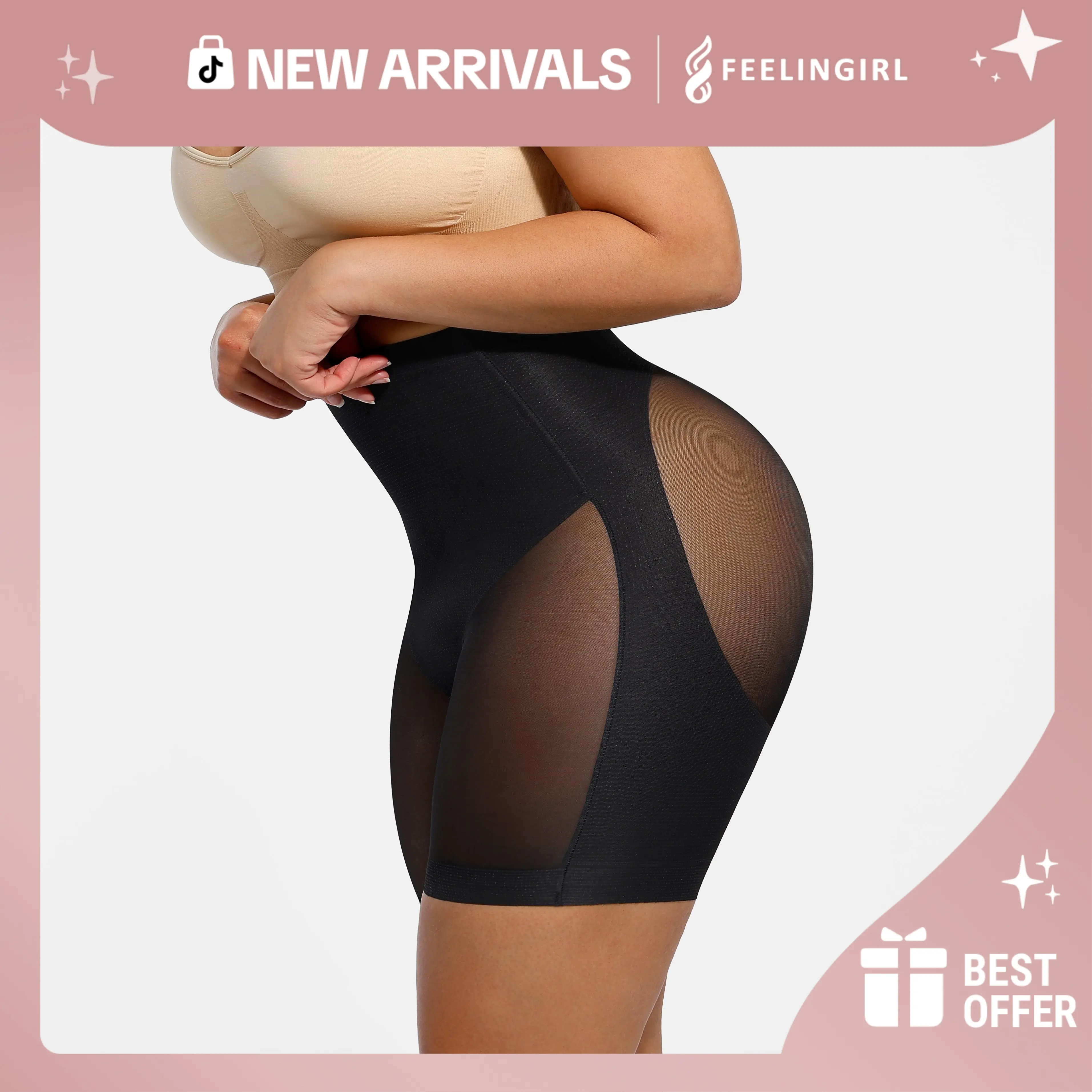 FeelinGirl Mesh Shapewear Shorts for Women Butt Lifting Thigh Slimmer Panties Underwear Fit Seamless newarrivals SohoChic