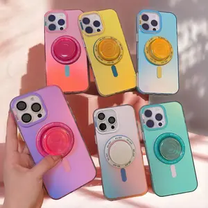 Laser magnetic skin sensing phone case for iPhone 16 Pro Max 15 14 13 candy colored magnetic bracket new phone case