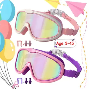 sharkite 2 PCS Kids Swimming Goggles 3-8/8-15 Years Anti-fog UV Wide Field of View Waterproof Leak Proof Boys and Girls Swimming Goggles