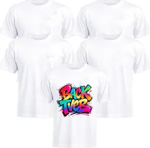 5 Pack Sublimation Blanks Bulk Wholesale White Polyester T Shirts for Heat Transfer Unisex Crew Neck Short Sleeve DIY