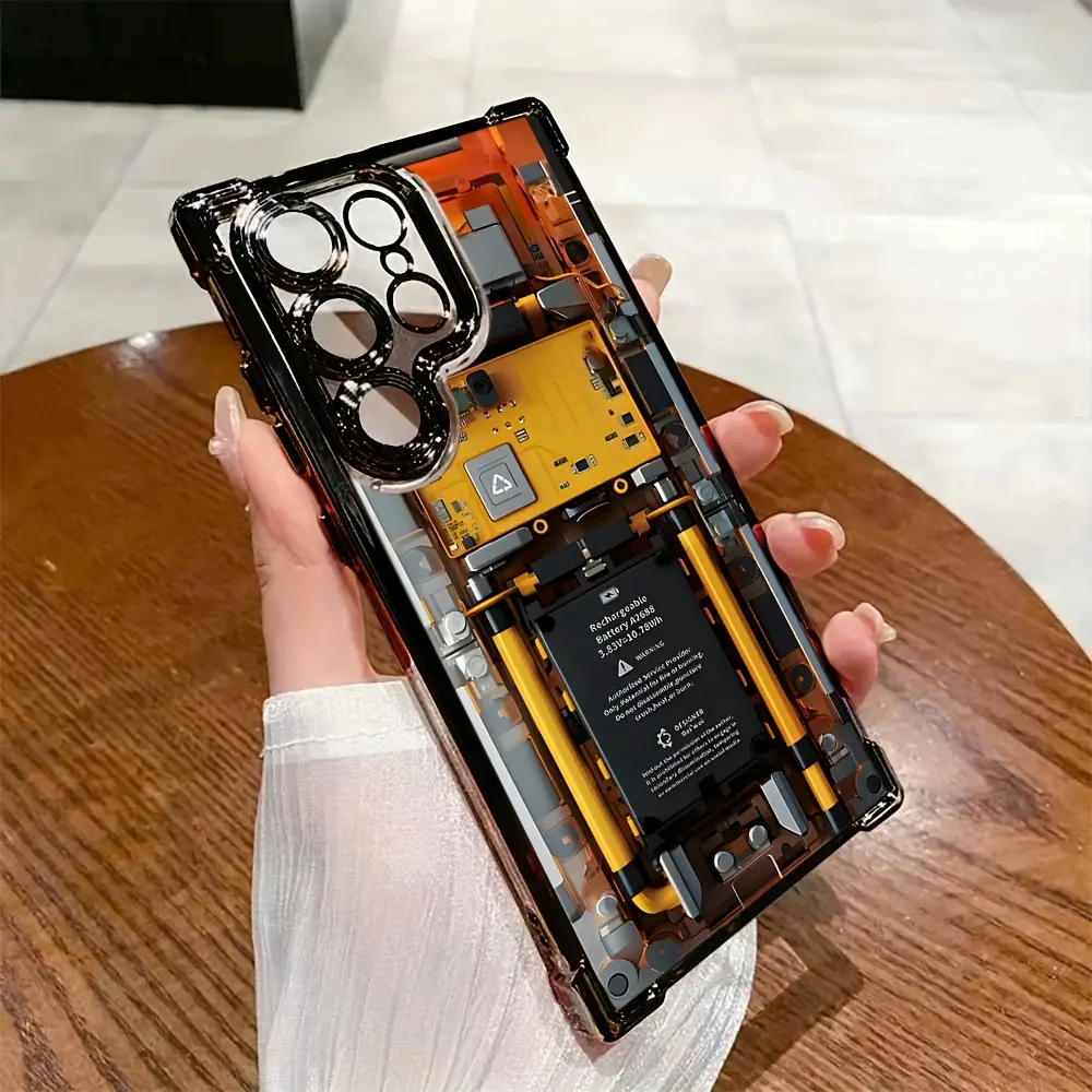 Luxury Circuit Board TPU Plastic Smartphone Case - Shockproof, Anti-Drop Transparent Soft Back Protector for Galaxy S25 S24 S23 S22 S21 FE Ultra Plus 4G 5G Mobile Phone Accessories