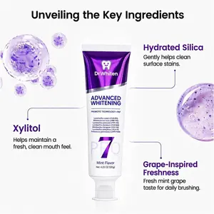 DrWhiten Purple Whitening Toothpaste, PAP+ Color Correcting Formula, 7 Probiotics, Mint Grape Flavor, Peroxide-Free Daily Oral Care