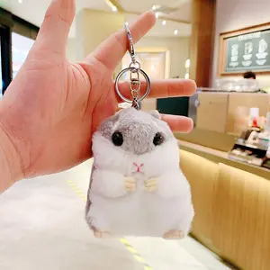 2Pack Hamster Cartoon Keychains Soft Plush Bag Charms Perfect Birthday Christmas Gifts for Hamster Lovers Soft Cotton & Zinc Alloy Material Safe Durable