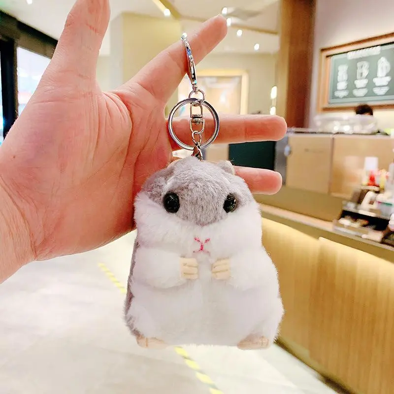 Cute Hamster Cartoon Keychains (2-Pack) - Cotton Soft Plush Bag Charms, Durable Zinc Alloy Keychains for Women, Ideal Birthday Gifts for Hamster Lovers