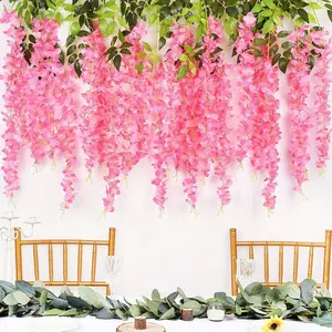 12 Pack Artificial Wisteria Hanging Flowers, Fake Wisteria Flower Garlands, Decorative Flowers, Silk Vine Decor for Home Wedding Arch Wall Garden Bedroom Outdoor Office Party Decoration