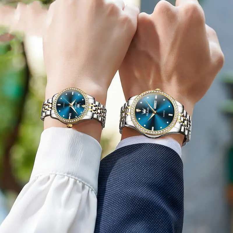 Couples Diamond-Embedded Waterproof Watch