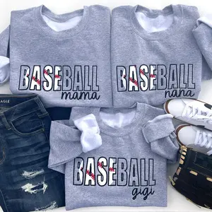 Embroidered Sports Mom Crewneck (12 name options) Womenswear Athletic Cotton Day Comfortable soft sweatshirt machine embroidery Fit Baseball