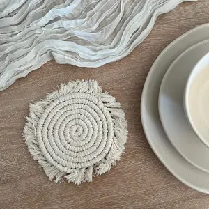 Macrame coasters (7 inch diameter) - handwoven Mat Tableware Thick
