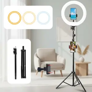 10" Adjustable Ring Light with 63" Tripod Stand and Phone Holder Kit, Foldable Design for Portable, for Cellphone, Live Streaming, Vlogging, YouTube, TikTok, Lighting for Video Recording#Easter Day#SummerVibes