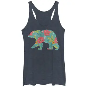 Women's Lost Gods Tropical Print Bear Racerback Tank Top