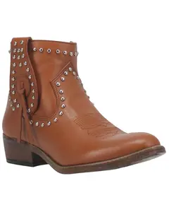 Dingo Women's Destry Studded Fringe Western Fashion Booties Round Toe - Di864-Camel