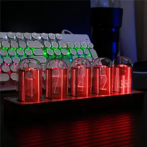 ClocTeck Retro Nixie LED Tube Clock Wooden Digital Clock for Bedroom