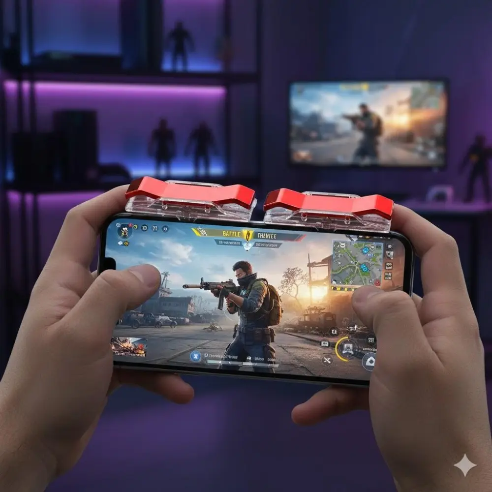 Mobile Game Shooting Controller Dual Joystick Grips for PUBG and Free Fire - Portable Anti-Slip Handles with L1 R1 Trigger Mapping, 2-Pack Gaming Accessories to Enhance Operation Experience