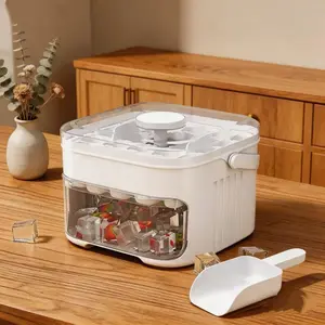 Quick Release Ice Cube Tray with Lid | 2-Layer Ice Making & Storage Box for Summer Party Drinks，No-Smell Ice Cube Tray with Lid & Scoop | 2-in-1 Ice Maker for Freezer, Perfect for Barbecues & Parties