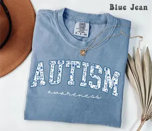 Comfort Colors Autism Awareness Shirt, SPED Teacher Tshirt, Autism Mom Gift, Blue Toile Neurodiversity Tee, Floral Autism Shirt Inclusion - ShamCren