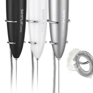 Milk Frother Handheld Battery Operated Electric Foam Maker, Drink Mixer with Stainless Steel Whisk and Stand for Cappuccino, Bulletproof Coffee, Latte